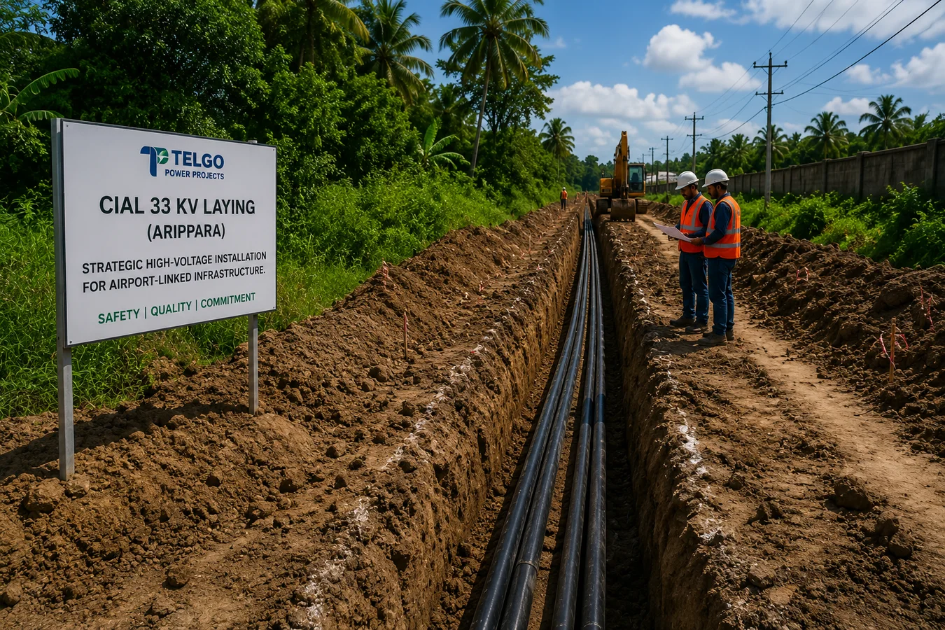 33 kV cable laying project aligned with airport infrastructure.